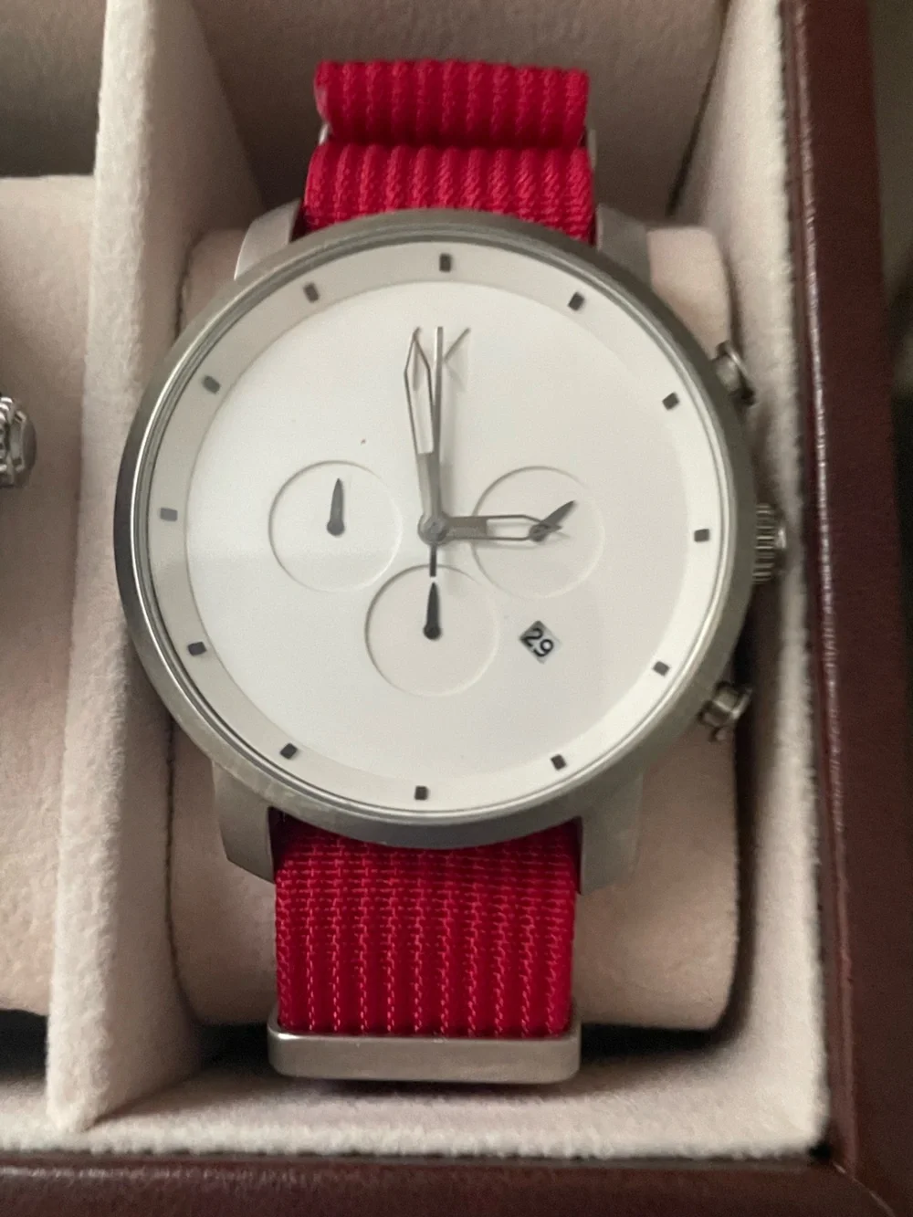 MVMT Men's Stainless Sport Watch with Red Nylon Strap